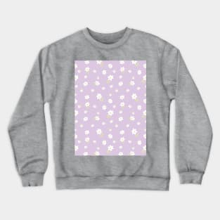 DITSY PRAIRIE VINTAGE RETRO FLORALS AND FLOWERS LILAC WHITE GREEN Crewneck Sweatshirt